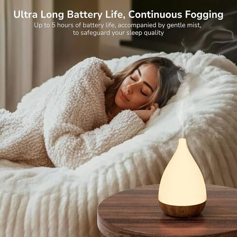 Ultrasonic Essential Oil Diffuser, Home Fragrance Aroma Diffuser with Auto Shut-Off, 8-Color Night Light & Ultra-Quiet Operation, BPA-Free Portable Aromatherapy Humidifier for Home (Dark) in Saudi Arabia