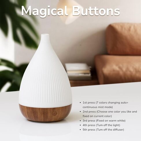 Ultrasonic Essential Oil Diffuser, Home Fragrance Aroma Diffuser with Auto Shut-Off, 8-Color Night Light & Ultra-Quiet Operation, BPA-Free Portable Aromatherapy Humidifier for Home (Dark) in Saudi Arabia