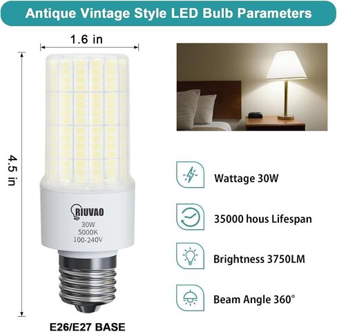 لمبة إضاءة الذرة LED 2 حزمة، 800 واط يعادل 5000 كيلو ضوء النهار 12000 لومن فائق السطوع E26/E39 قاعدة 80 واط لمبات الذرة LED، استبدل لمبة الهاليد المعدنية HID CFL LED للمنطقة الداخلية الخارجية in Saudi Arabia