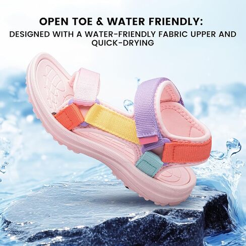 YHOON Boys Girls Sandals Adjustable Double Strap Open-Toe Athletic Lightweight Unisex Child Sport Sandals Summer Outdoor(Toddler/Little Kid/Big Kid) in Kuwait