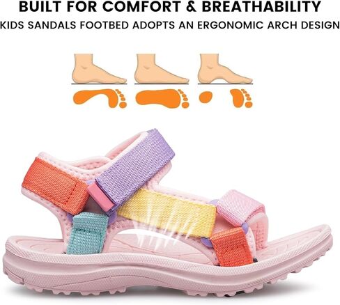 YHOON Boys Girls Sandals Adjustable Double Strap Open-Toe Athletic Lightweight Unisex Child Sport Sandals Summer Outdoor(Toddler/Little Kid/Big Kid) in Kuwait