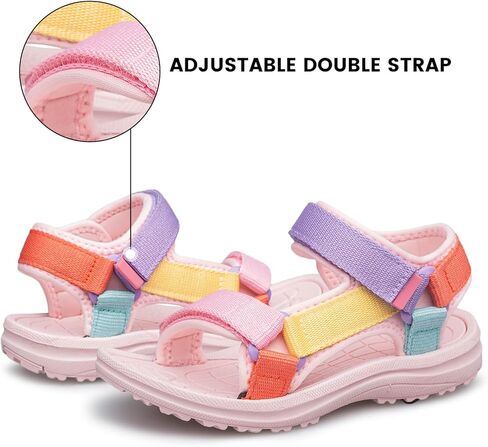 YHOON Boys Girls Sandals Adjustable Double Strap Open-Toe Athletic Lightweight Unisex Child Sport Sandals Summer Outdoor(Toddler/Little Kid/Big Kid) in Kuwait