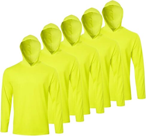 Facitisu Men Long Sleeve Tee Shirts with Hooded 5 Pack Athletic Pullover Dry Fit Sweatshirts Gym Hoodies in Saudi Arabia