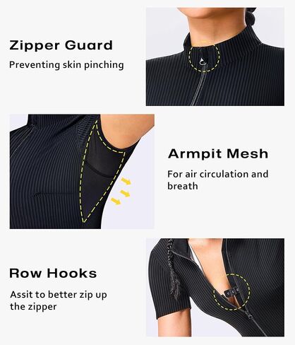 بدلة ساونا لتدريب الخصر من Junlan للنساء، قميص بدلة رياضية مضلع لكامل الجسم in Kuwait