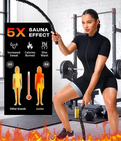 بدلة ساونا لتدريب الخصر من Junlan للنساء، قميص بدلة رياضية مضلع لكامل الجسم in Kuwait