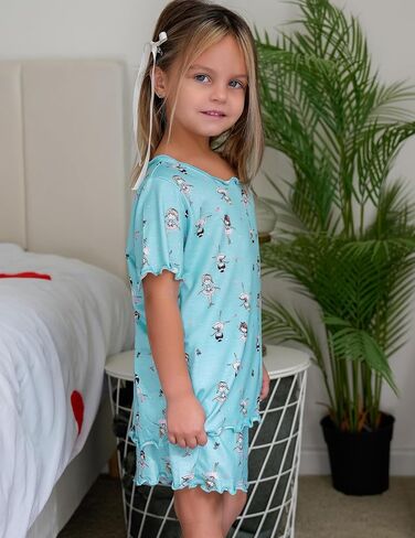 Arshiner Girls Pajama Set Short Sleeve Lounge Set Soft Shirring Summer Sleepwear Pj Sets in Kuwait