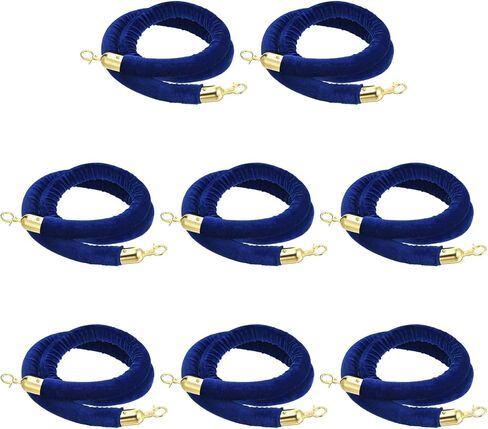 PATIKIL 8 Pack Black Velvet Stanchion Rope, 5 Ft Crowd Control Ropes Barrier Hanging Rope with Stainless Steel Silver Plated Hooks for Carpet Events Movie Theaters Opening Activities in Kuwait