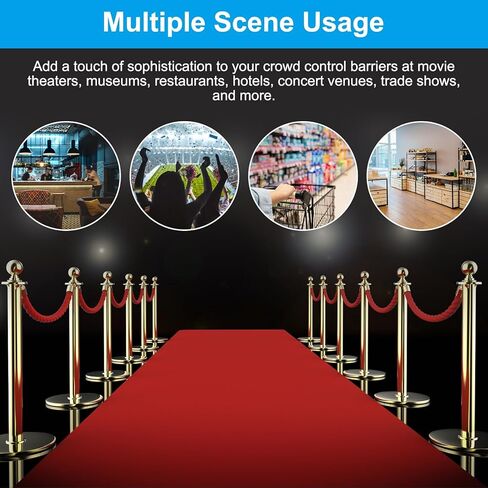 PATIKIL 8 Pack Black Velvet Stanchion Rope, 5 Ft Crowd Control Ropes Barrier Hanging Rope with Stainless Steel Silver Plated Hooks for Carpet Events Movie Theaters Opening Activities in Kuwait