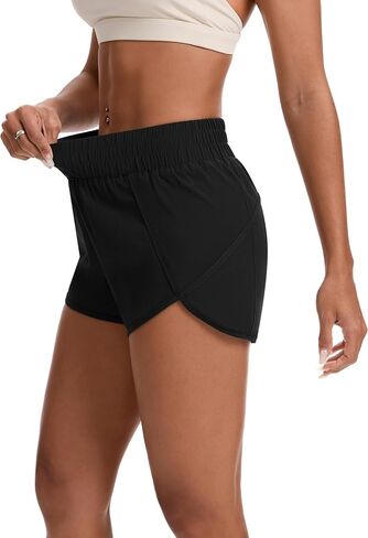 Womens Running Shorts Elastic High Waisted Shorts Quick Dry Athletic Shorts Pants in Saudi Arabia