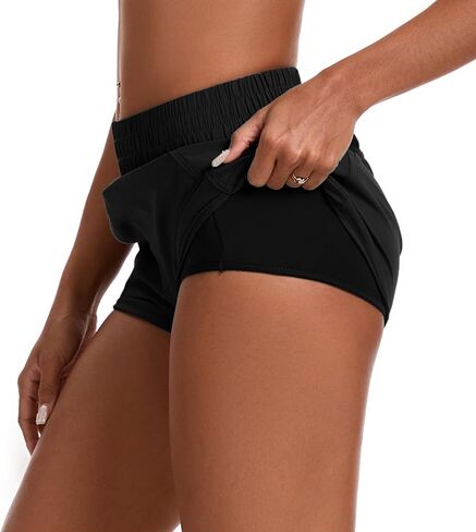 Womens Running Shorts Elastic High Waisted Shorts Quick Dry Athletic Shorts Pants in Saudi Arabia