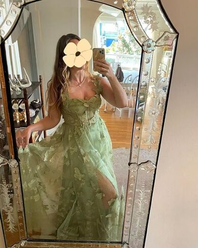 3D Butterfly Tulle Prom Dresses for Women 2025 Long Lace Applique Ball Gown Formal Evening Party Gown with Slit in Saudi Arabia