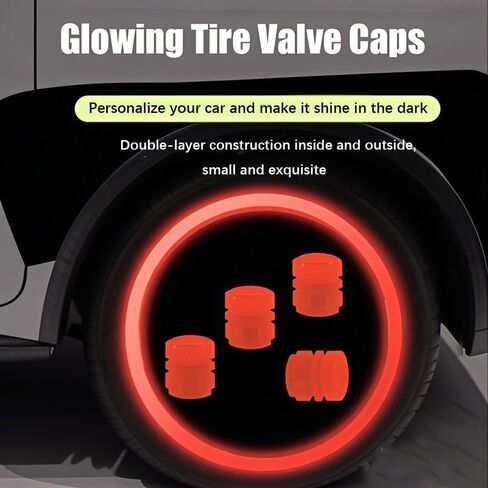 Tire air caps, Glowing tire Valve caps, Universal tire caps for Cars Trucks Motorcycles SUVs and Bikes Glow in The Dark Valve stem caps (5 Color-20PCS) in Saudi Arabia