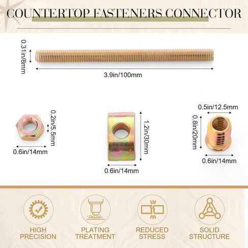Tandefio 12 Sets Bed Frame Hardware Connector Kit M8x100 mm Panel Furniture Wardrobe Four-in-one Connectors Fittings, Bed Assembly Fasteners Bolts Nuts Threads Half Moon Spacers in Saudi Arabia