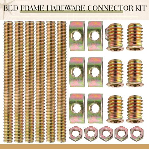 Tandefio 12 Sets Bed Frame Hardware Connector Kit M8x100 mm Panel Furniture Wardrobe Four-in-one Connectors Fittings, Bed Assembly Fasteners Bolts Nuts Threads Half Moon Spacers in Saudi Arabia