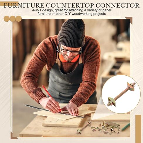 Tandefio 12 Sets Bed Frame Hardware Connector Kit M8x100 mm Panel Furniture Wardrobe Four-in-one Connectors Fittings, Bed Assembly Fasteners Bolts Nuts Threads Half Moon Spacers in Saudi Arabia