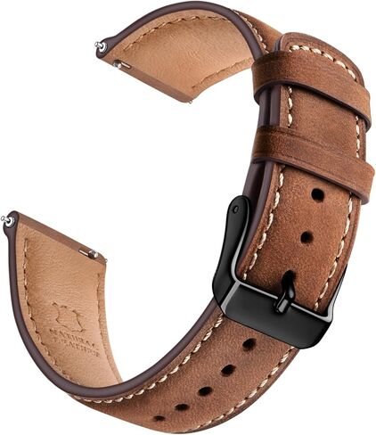 SUNFWR Quick Release Leather Watch Band 18mm 20mm 22mm 24mm for Men Women, Vintage Genuine Leather Strap for Samsung Galaxy Watch 6/Classic/Gear S3/Garmin/Huawei/Timex Watch Bands in Saudi Arabia