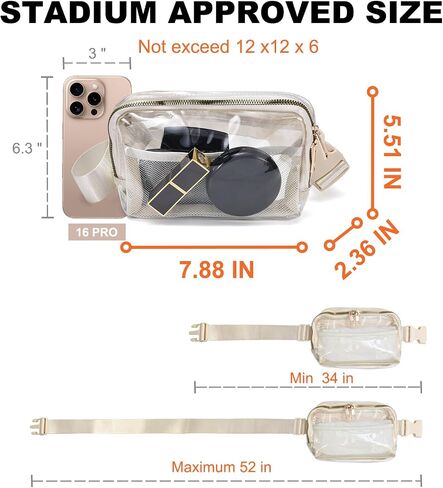 Clear Bag for Stadium Events, Clear Fanny Pack for Women, Stadium Crossbody Purse with Adjustable Strap, TPU Waist Pack for Concerts Sports Travelling Hiking Running in Saudi Arabia