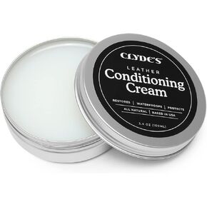 Clyde's™ Leather Conditioning Cream | All Natural, Non Toxic Formula | Restore & Repair Sofas, Car Seats, Shoes and More