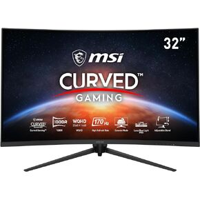 MSI G321CQP E2، شاشة ألعاب 32 بوصة، شاشة ألعاب منحنية 2560 × 1440 (QHD)، 1 مللي ثانية، 170 هرتز، FreeSync Premium، 1000R، HDMI، DisplayPort، إمالة، دوران، محوري وارتفاع قابل للتعديل. in Kuwait