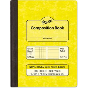Pacon MMK37163 Composition Book, Wide/Legal Rule, Yellow Cover, 9.75 x 7.5, 100 Pages