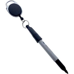 2 Pack - Retractable Pen Reel for Thick Markers & Carpenter Pencils - Carabiner Clip for Apron, Belt Loop or Bag Strap - Great Gift for Baristas - Pen Leash for Nurses (Black)