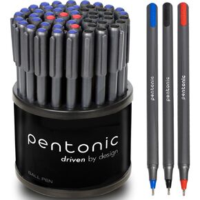 Pentonic Ballpoint Pens In Pen Organizer, Bulk 50 Count, Black Ink, 1.0 mm Medium Point, Smooth Writing For Journaling, Office & School (PEN12537)