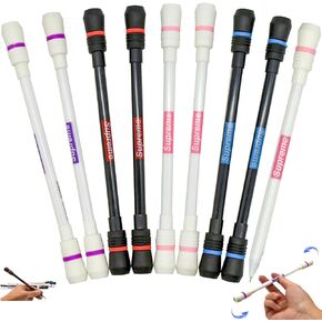 8PCS Novelty Spinning Pens Finger Rotating Writable Pen Stress Releasing Pen Spin Mod Pens Twirling Pen for Adults Student Office Supplies