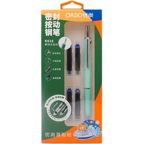 OASO K016 Retractable Fountain Pen Set 0.5mm with 4pcs Blue Ink Cartridges Smooth Writing for School Students (Coral Pink)