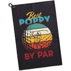 Best Poppy by Par Polyester and Cotton Blend Golf Towel, Funny Golf Towel Gifts and Golf Accessories for Men Dad Grandpa Father, Fathers Day Birthday Gift for Golf Lover Golfer Golf Fan