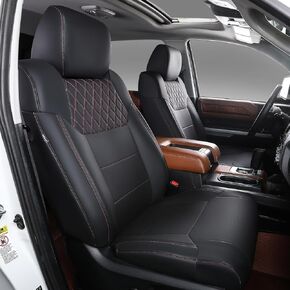 PTYYDS Seat Covers Compatible with 2014-2021 Toyota Tundra CrewMax Seat Covers Replacement for 2014-2021 Toyota Tundra CrewMax Accessories(Black,Fits 2014-2021 CrewMax)