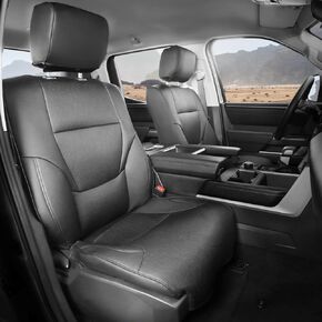 CoverCenter® for Toyota Tundra Seat Covers 2024 2023 2022, Custom-Fit Full Set Red Seat Cover for 2022-2024 Tundra Double/CrewMax Cab SR SR5 Durable Luxury Leather Tundra Trucks Accessory