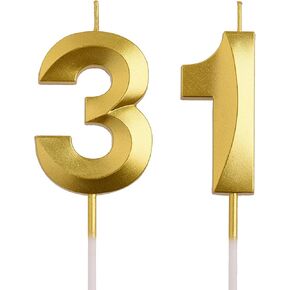 شموع عيد الميلاد الحادي والثلاثين، شموع عيد ميلاد ذهبية بعمر 31 عامًا، هدايا كعكة عيد ميلاد سعيد، زينة الحفلات للرجال والنساء in Kuwait