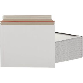 RHBLME 60 Pack Stay Flat Mailers, Reusable Cardboard Envelopes, 13.8x11.2 Inch Self-Seal Mailers, White Rigid Shipping Envelopes for Shipping Photos, Documents, Collectible Trading Cards