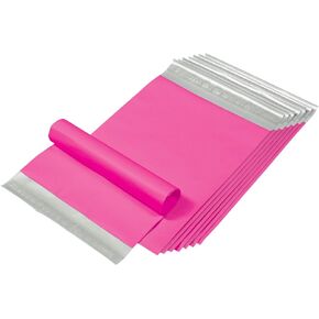 Quality Park Large Poly Mailers, 10 x 13 Lightweight Shipping Envelopes, Redi-Strip Peel Off Closure, Box of 100, Pink (QUA85766)