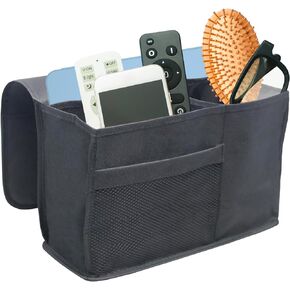 Bedside Storage Caddy Organizer, Phone TV Remote Control Magazines Tablet Water Bottle, Home College Dorm Bunk, Warsaw Grey