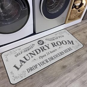 Laundry Room Rug Runner Non Slip Laundry Mats Mudroom laundromat Runner Farmhouse Kitchen Floor Mat Bathroom Laundry Room Decor Accessories(20 X 47 inch, Black)