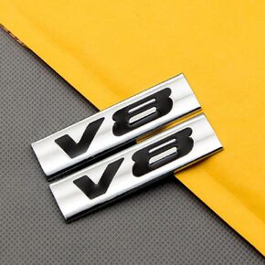 2X Metal Black V8 Emblem Chrome Fender Trunk Sport 4wd Engine Badge Sticker Logo (2PC)