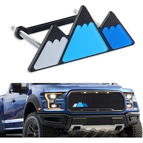 Tri-Color Car Emblem for Mesh Gille,Waterproof Car Emblems and Badges with Triangle Mountain Design,Cool Car Badges Front Grill Emblem,Cute Car Accessories for Women & Men (Gray)