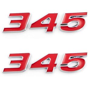2Pcs 345 Emblems 3D Nameplate Premium Car Badge Decal Replatement for Challenger Chrysle 300c (Black)