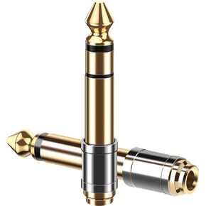 PASOW 1/4'' Male to 1/8'' Female Stereo Headphone Adapter 6.35mm to 3.5mm Audio Adapter Pure Copper for Headphone, Amplifier, Guitar, 2 Pack