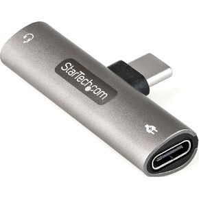 StarTech.com USB-C Headphone Splitter, USB Type C Dual Headset Adapter w/Mic Input, USB C to 3.5mm Audio Adapter/Earphone Dongle, USB C to Audio Jack/Aux Output, 24-bit DAC (USBC-Audio-Splitter)