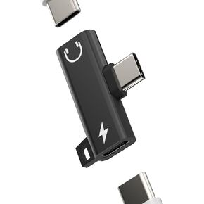 محول سماعة رأس USB-C مزدوج 2 في 1 DAC نوع C جاك شحن الصوت دونجل سلك ملحقات شاحن كابل مقسم Aux لهاتف Galaxy S22 S21 FE Ultra LG Google Apple iPhone15 Pro Max Plus Ipad Pro Air Mini