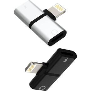 2 حزمة، محول سماعة الرأس متوافق مع Lightning Double to Audio Jack وشاحن سماعة الأذن الفاصل للشحن متوافق مع iPhone 11 12Mini pro max xs xr x 7 8plus لموصل ipad air