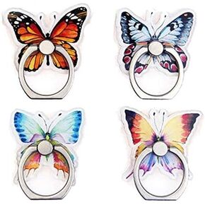 4-Pcs Phone Ring Holder Stand, Cute Animal Dogs Cats Butterfly Ring Stand 360 Rotation Finger Ring Grip Kickstand for Cellphones and Tablets (Dogs Ring)