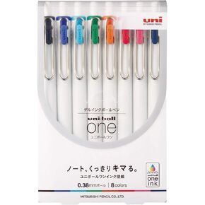 Ball One, Gel Ink 0.38mm Ballpoint Pen, 8 Colors Set (UMNS388C)