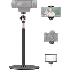 Webcam Stand, Upgraded 23.8'' Height Adjustable Desktop Mount with Cell Phone Clamp for Logitech Webcam C922 C930e C920S C920 C615 C960 C920x BRIO 4K and Other Devices with 1/4" Thread