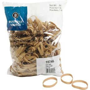 Business Source 15746 Rubber Bands,Size 62,1 lb./BG,2-1/2-Inch x1/4-Inch ,Natural Crepe
