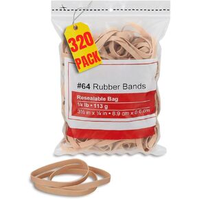 Always23#64 Rubber Band 3 1/2" x 1/4", Thick Rubber Band, Heavy Duty Rubber Bands, Beige 1 lb. 320 Pack
