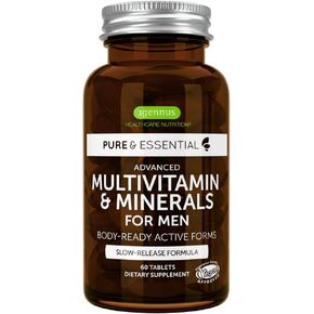 Men's Multivitamin, Methylated B-Vitamins, Clean Label & Vegan, High Strength Formula Without Iron, Daily Energy, Immunity & Heart Support, Plus Lycopene, Slow Release, Chelated Minerals, by Igennus
