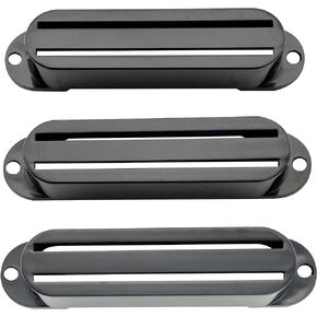 Musiclily Hot Rail Guitar Single coil Sized Humbucker Pickup Covers Set for Strat Style, Black (Set of 3)